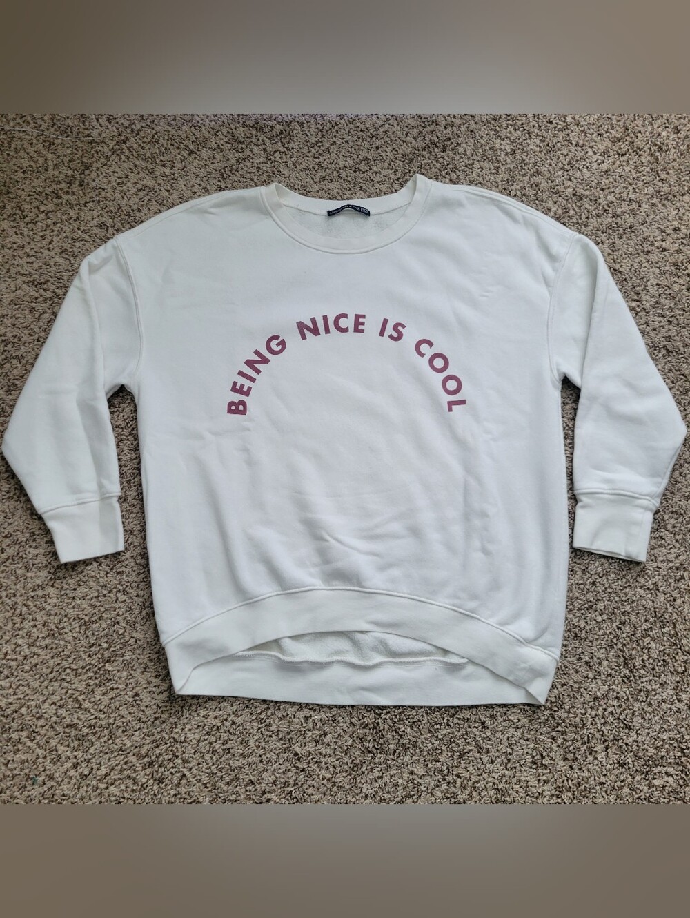 Abercrombie & Fitch Sweatshirt Being Nice Is Cool Tunic Ivory Small Medium